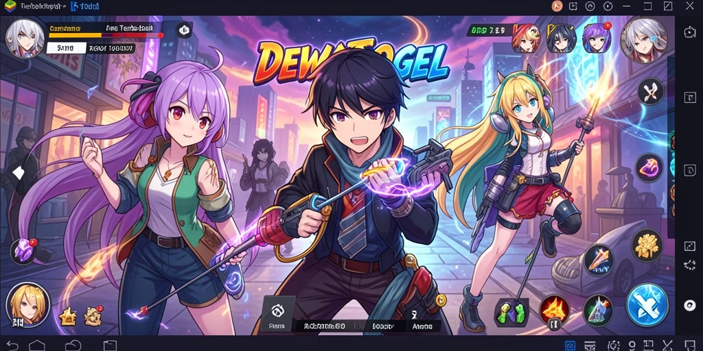 Gameplay dinamis DEWATOGEL dengan karakter-karakter anime yang menarik.