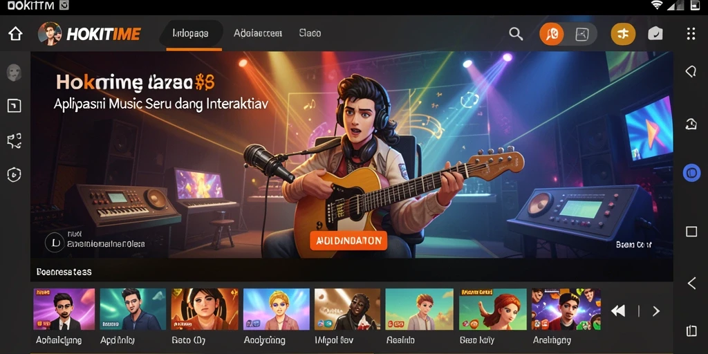 Screenshot utama HOKITIME menampilkan gameplay musik yang menarik.