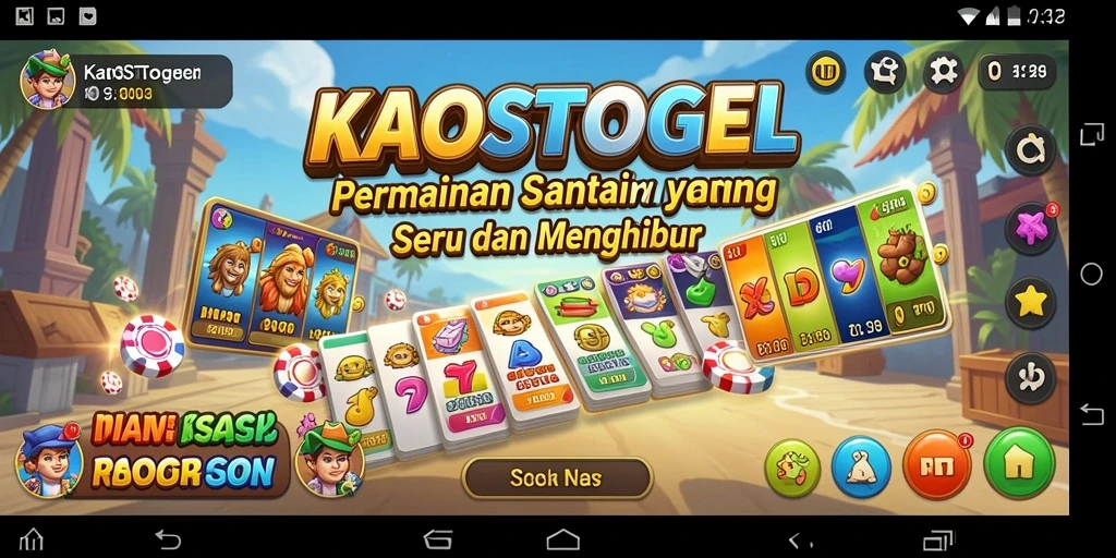 Tampilan gameplay KAOSTOGEL yang menarik dan penuh warna.
