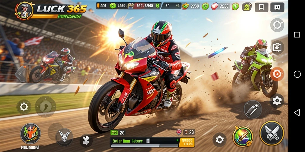 Tampilan gameplay balapan motor yang cepat dan menarik dari LUCK365.
