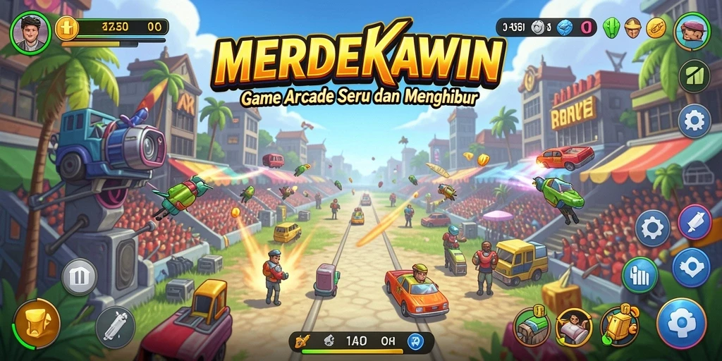 Tangkapan layar menunjukkan gameplay MERDEKAWIN yang penuh aksi.