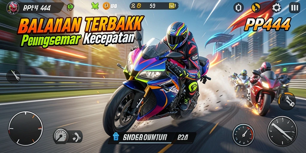 Gameplay seru balapan motor di PP444 dengan grafik menawan.