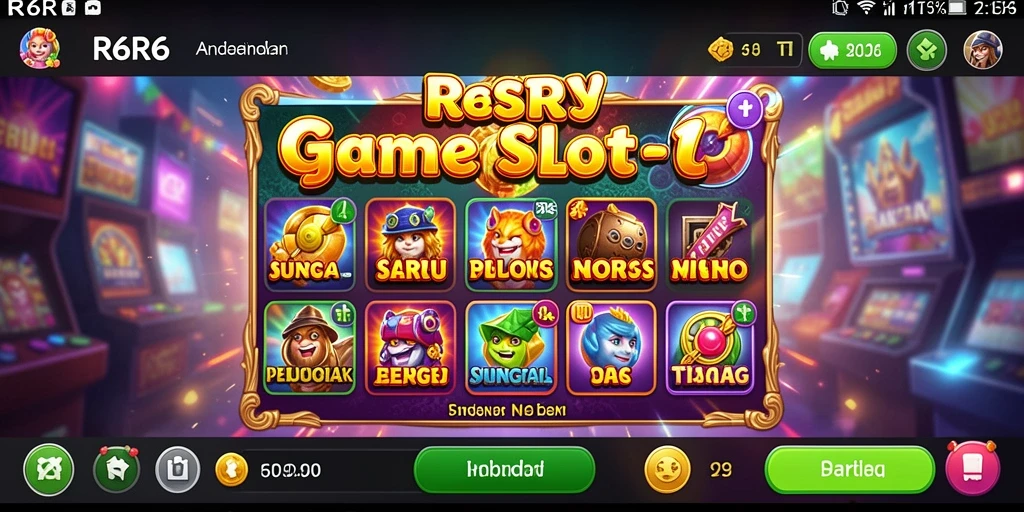 Tangkapan layar gameplay R6R6 dengan simbol slot yang menggiurkan.