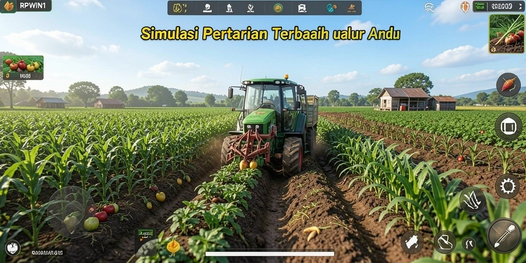 Tampilan gameplay <strong>RPWIN1</strong> dengan aktivitas bertani yang menarik.