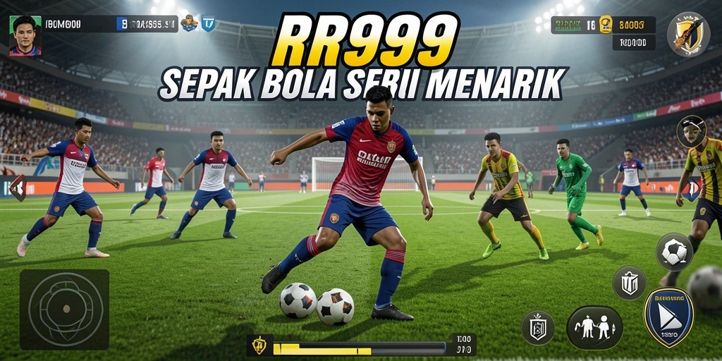 Tampilan gameplay RR999 dengan aksi sepak bola yang seru.